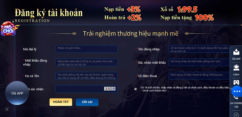 Đăng ký tài khoản một cách nhanh chóng tại QH88