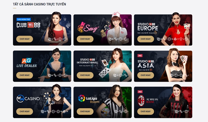 Trải nghiệm casino trực tuyến tại M88